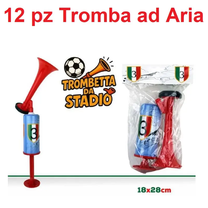 Tromba Stadio 12pz Clacson ad Aria Portatile 28x18cm Trombetta Portatile