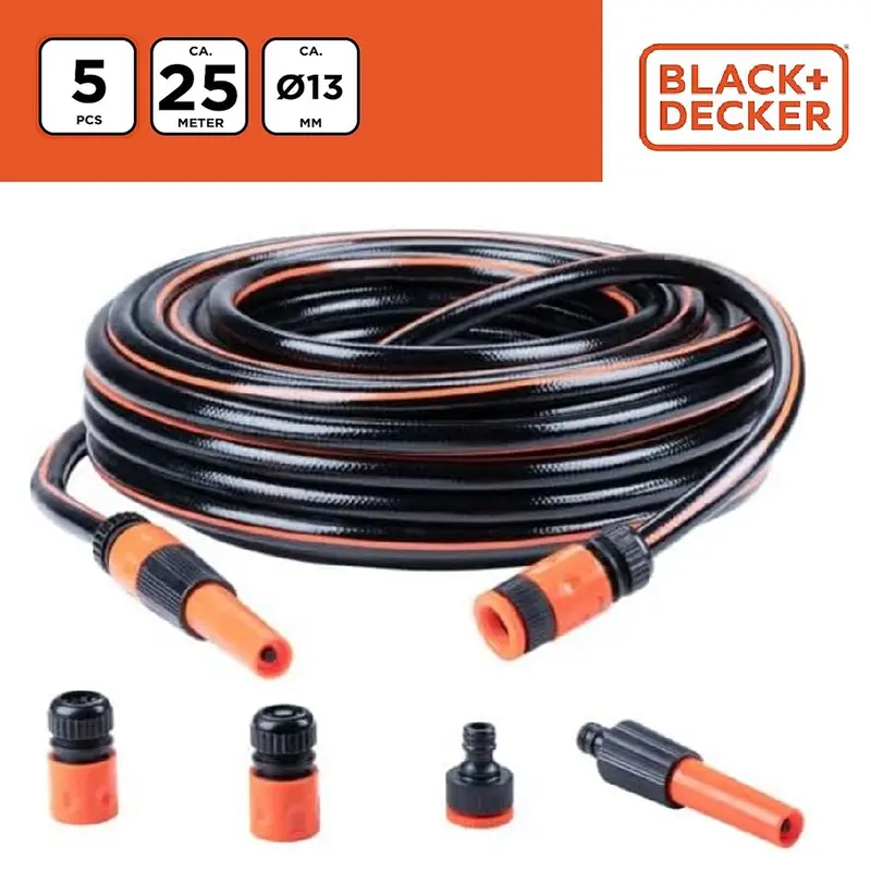 Tubo Da Giardino 30Mt Pvc Irrigazione Giardinaggio Con Connettori Black+Decker