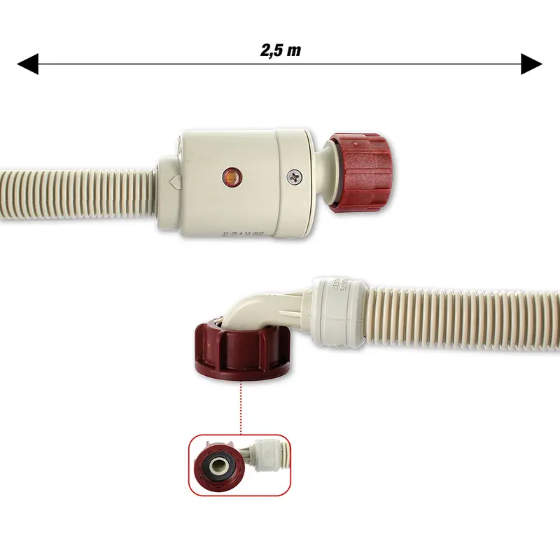 Tubo Scarico Lavatrice e Lavastoviglie con Sicurezza 250cm max 90°C 0,2-10 bar 3/4ff