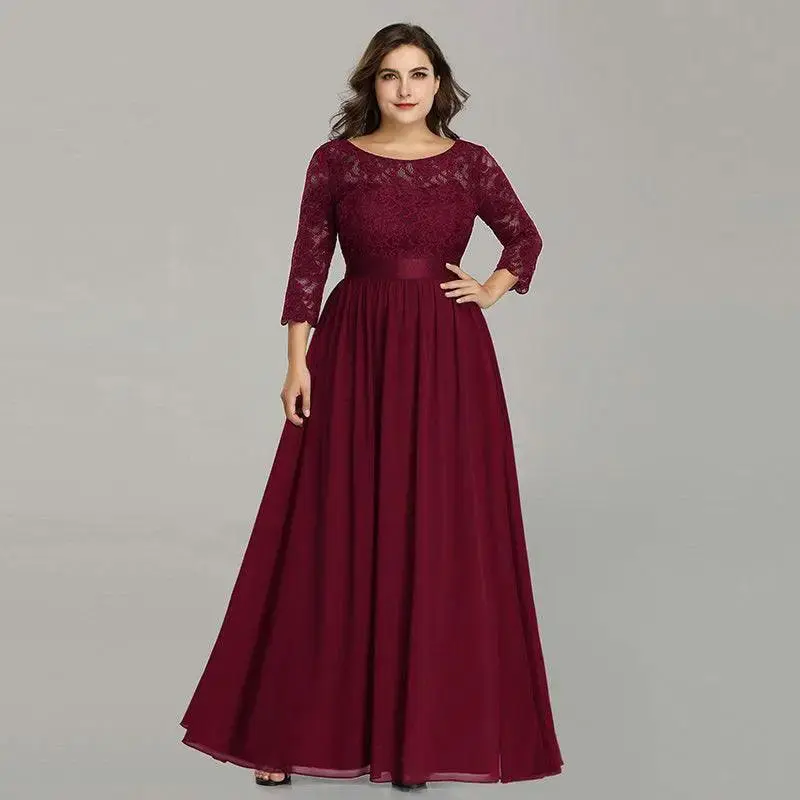 US Ever-Pretty Plus Size Floral Lace Bridesmaid Dresses Long Evening Party Gowns