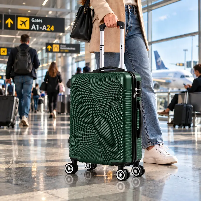 Valigia Bagaglio a Mano 40x20 H 55 cm Trolley Cabin Size Rigido Verde
