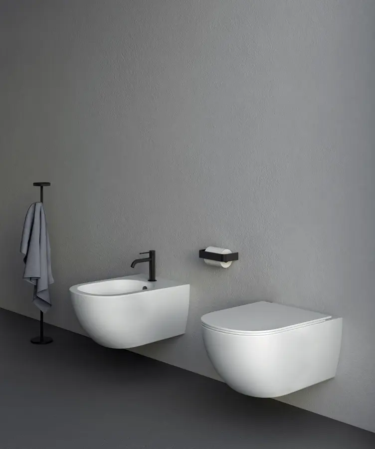 Vaso Pin Sospeso Rimless Bianco Lucido