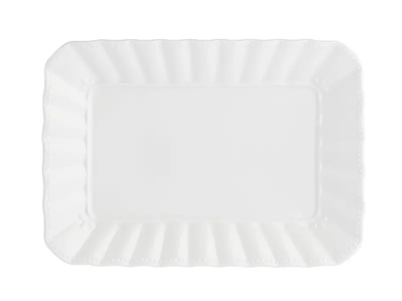 Vassoio Ducale Porcellana Bone China Bianca 35x26cm Design Classico