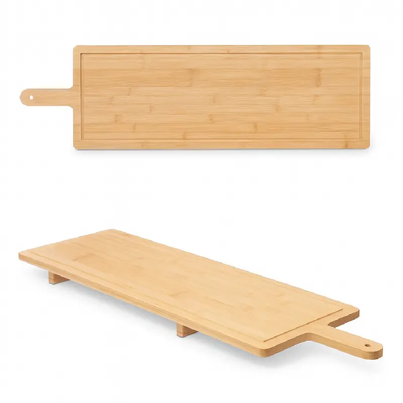 Vassoio Tagliere Grande Aperitivo in Legno di Bambù 88x26cm Colore Naturale