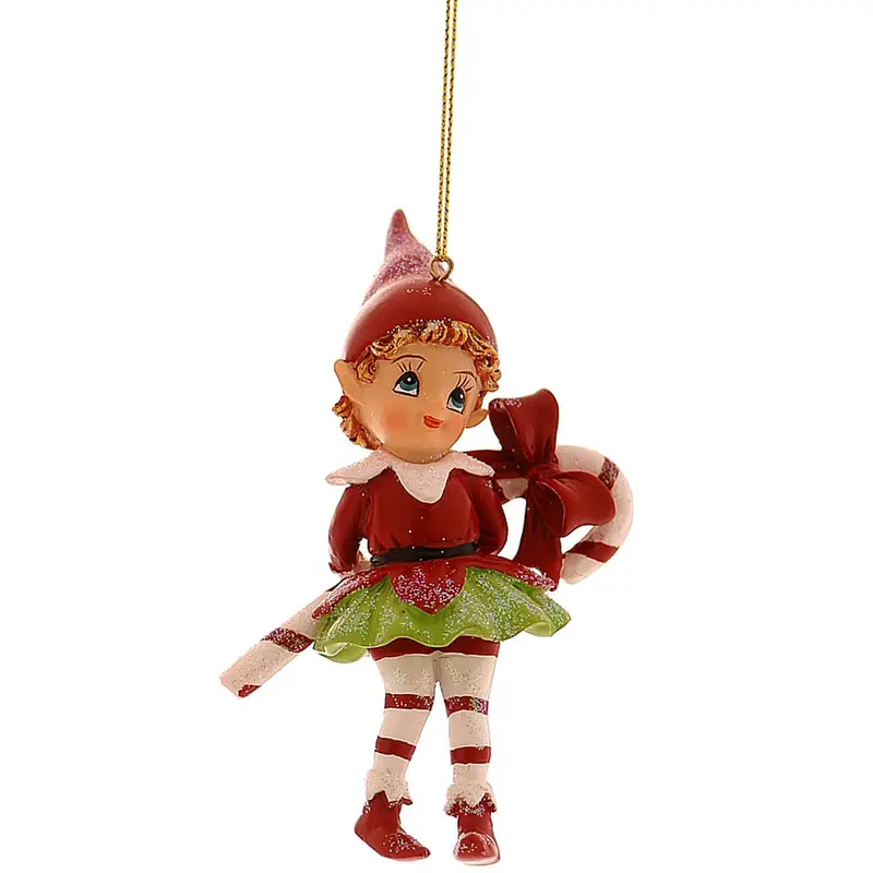 Vetur Elfo di natale con bastoncino di zucchero H11 cm 2 varianti(1 unità)