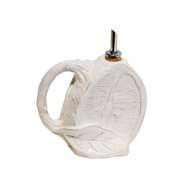 VIRGINIA CASA Ampollina limone con manico AGRUMI ceramica bianco anticato H13 cm