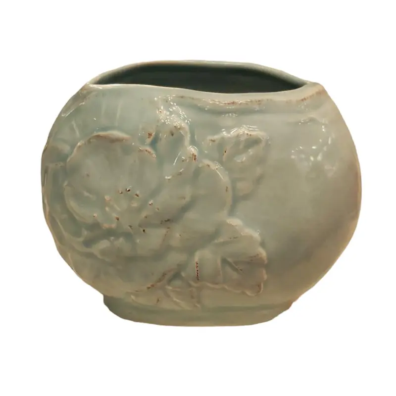 VIRGINIA CASA Bicchiere Porta spazzolini in ceramica ROMANTICA verde 12x8x10 cm