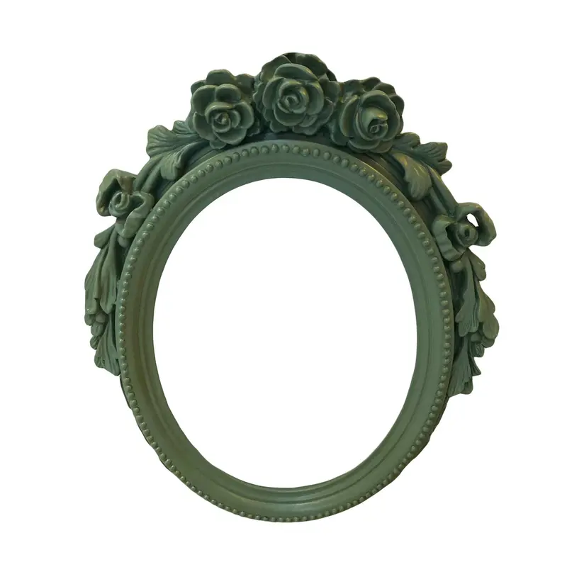 VIRGINIA CASA Cornice ovale da appendere con decoro rose verde salvia 54x43 cm