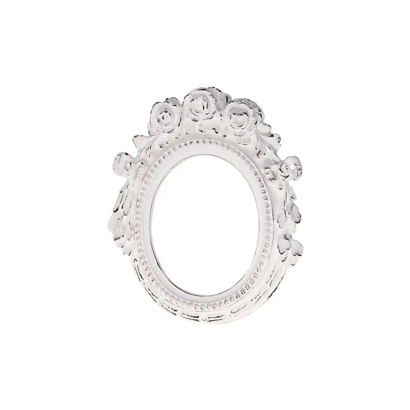 VIRGINIA CASA Cornice ovale piccola da parete con rose bianco anticato 21x25 cm
