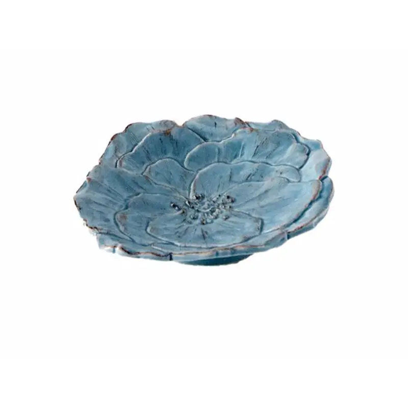 VIRGINIA CASA Piattino porta saponetta a fiore ROMANTICA turchese 15x13x4 cm