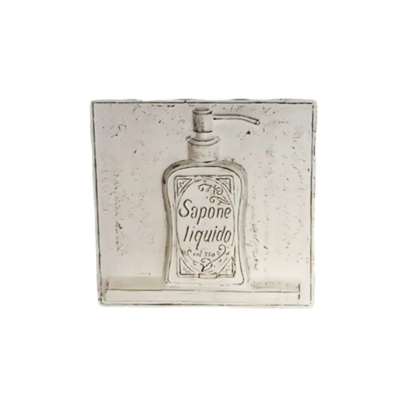 VIRGINIA CASA Placca bagno da appendere con dosasapone bianco anticato 25x25 cm