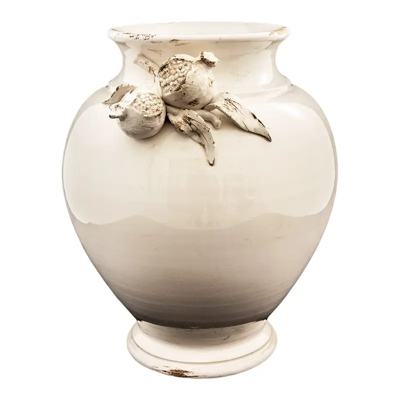 VIRGINIA CASA Vaso da interno con melograno in ceramica effetto anticato, made in italy, classico vintage H36