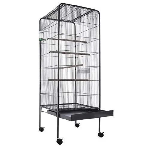Voliera Gabbia Grande Pappagalli Canarini Parrocchetti con 4Ruote H150cm Metallo