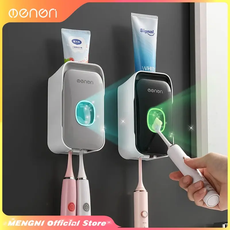 Wall-Mounted Toothpaste Squeezer & Toothbrush Rack – Easy, Punch-Free Installation