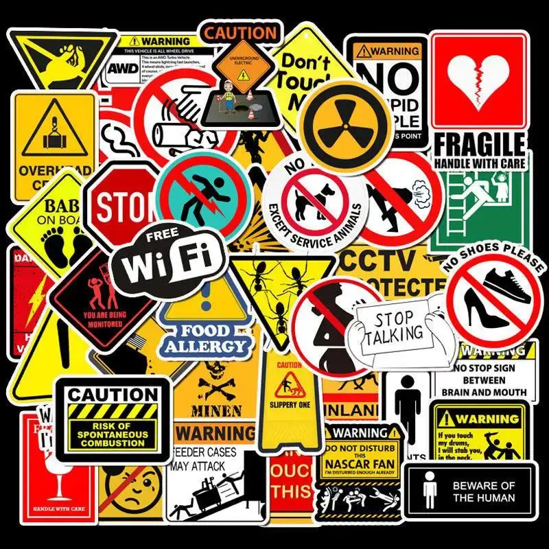 Waterproof 50 removable warning warning sign stickers