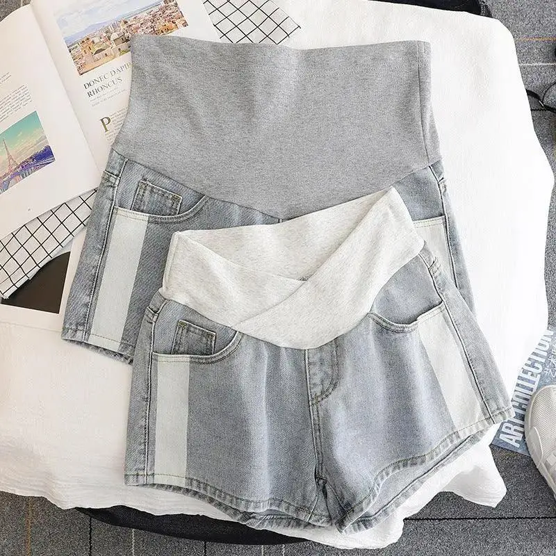 Wear Maternity Shorts, Mothers Wear Thin Denim Belly Lift Maternity Pants During Pregnancy