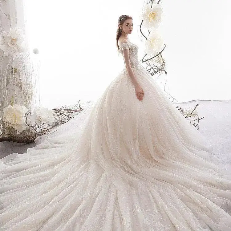Women Fashion Wedding Simple Large Trailing Dresses