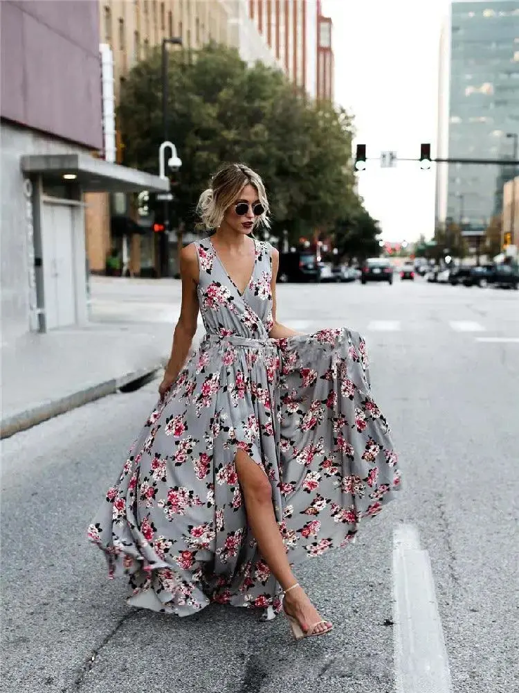 Women Flower v-neck lace dress