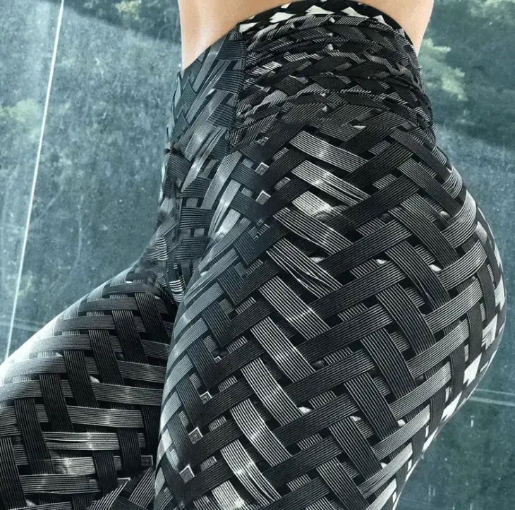 Women High Waist Iron Weave Print Push Up Yoga Workout Leggings