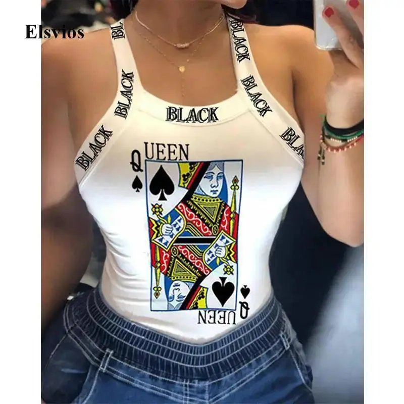 Women Sexy strap print T-shirt