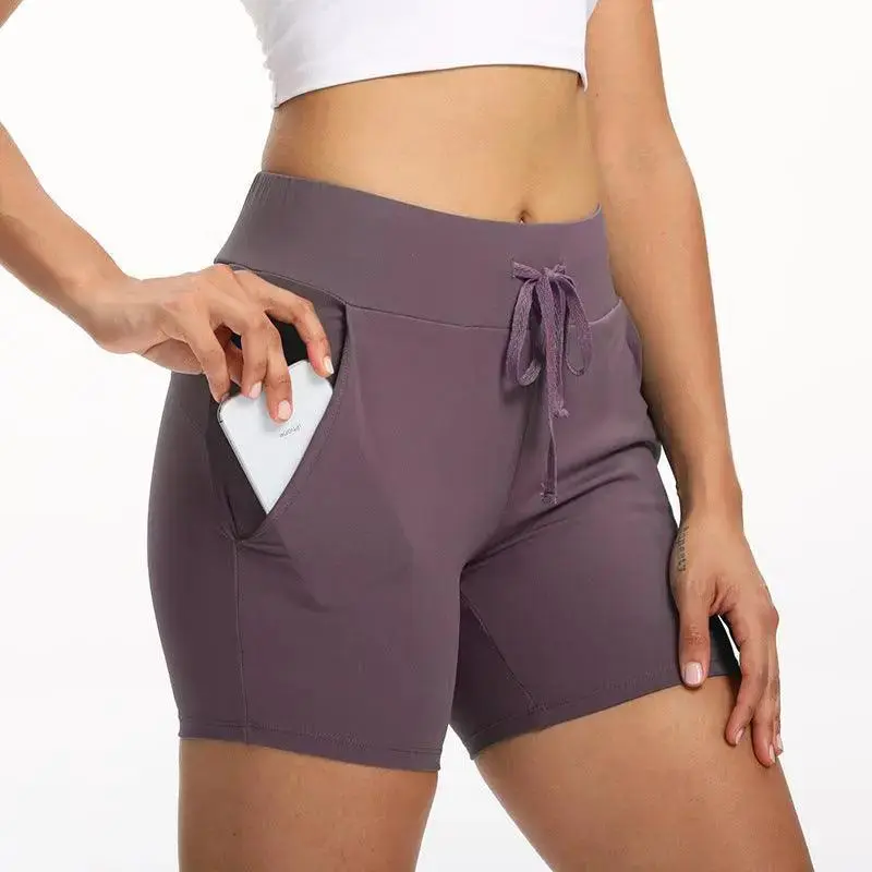 Women Summer Stretch Training Pocket Fitness Shorts