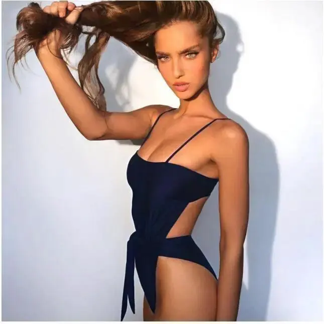 Women Swimwear One Piece Halter One Piece Push Up Swimsuit Bandage Bathing Suit Wear Female Beachwear