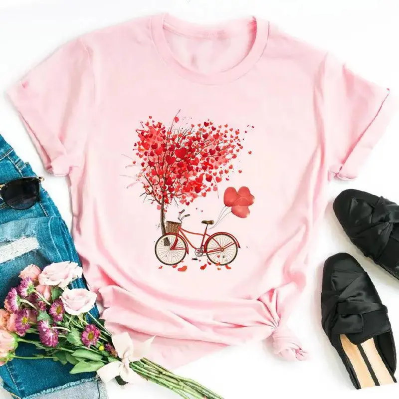 Women's Bicycle European And American T-shirt Graphic Top Short Sleeve