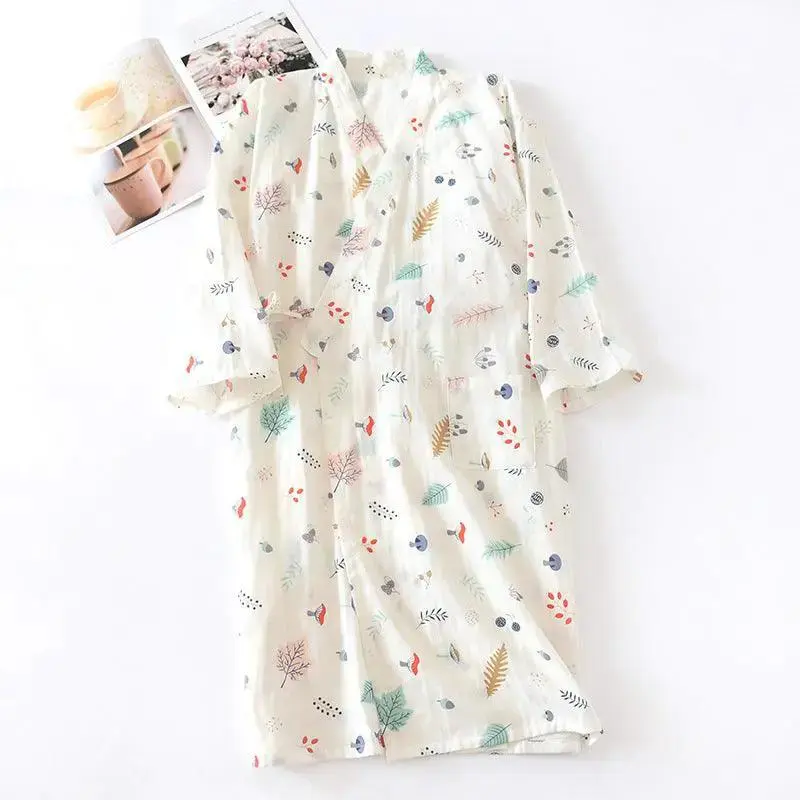 Women's cotton kimono bathrobe
