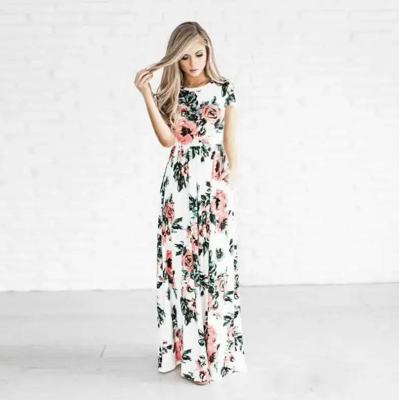 Women's Flower Printing Maxi Dress