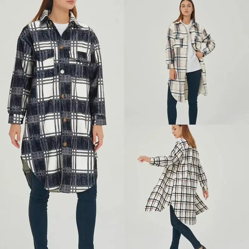 Women's Long Sleeve Plaid Print Shirt