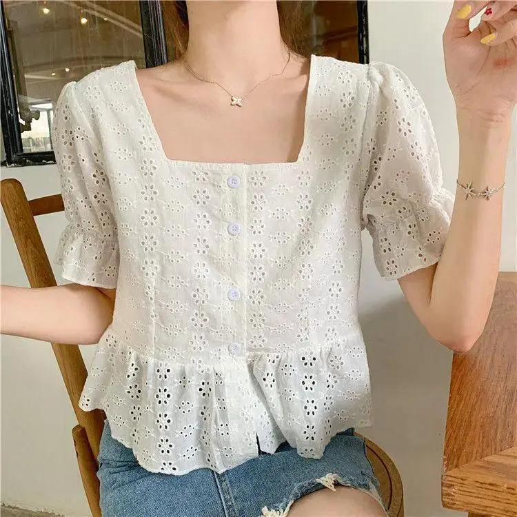 Women's shoulder chiffon shirt top
