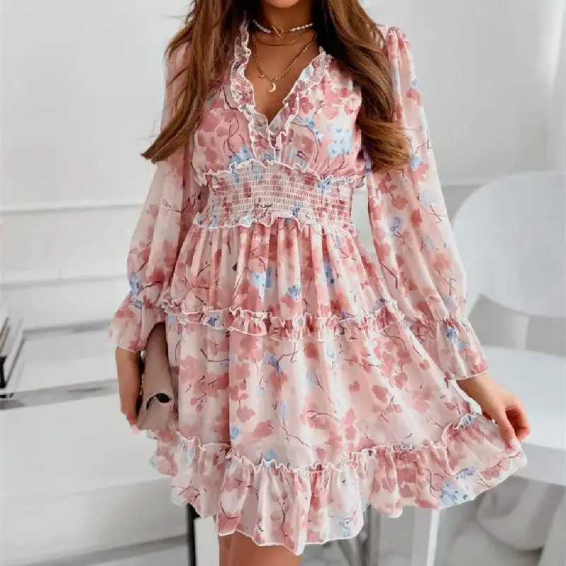 Women's Wear Floral Chiffon Dress Women's Clothing