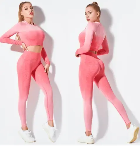 Yoga Wear Long Sleeve Suit Women Seamless Gradient Fitness Wear