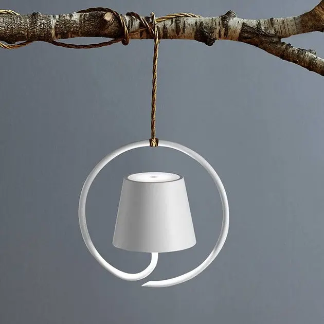 Zafferano, lampada sospensione da appendere Poldina bianca senza fili, indoor e outdoor